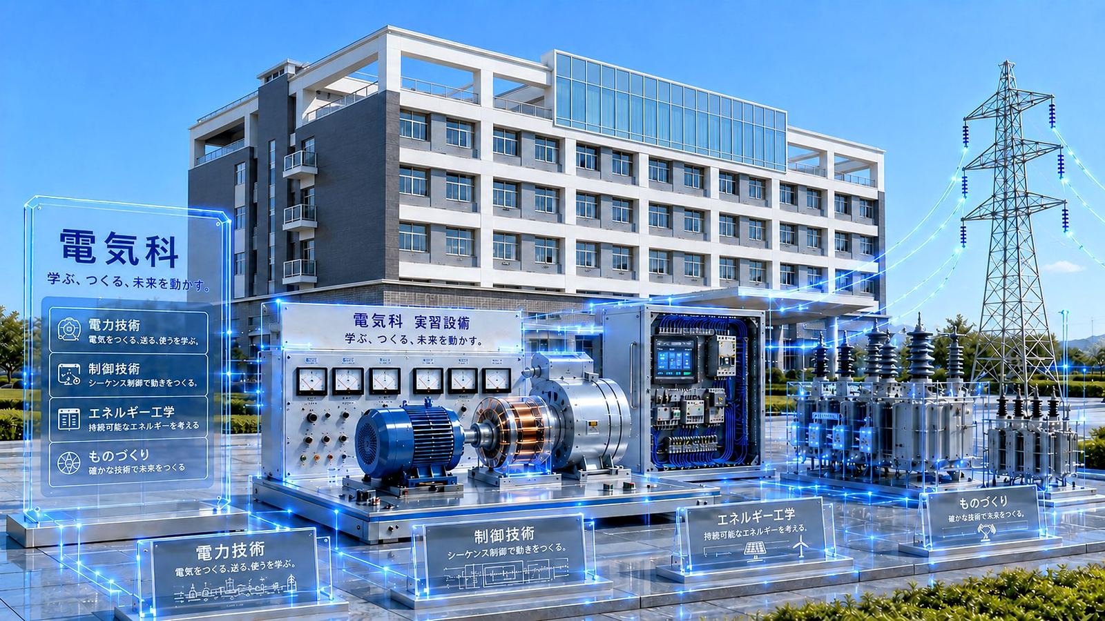 電気科の校舎と実習設備を表現したイメージビジュアル